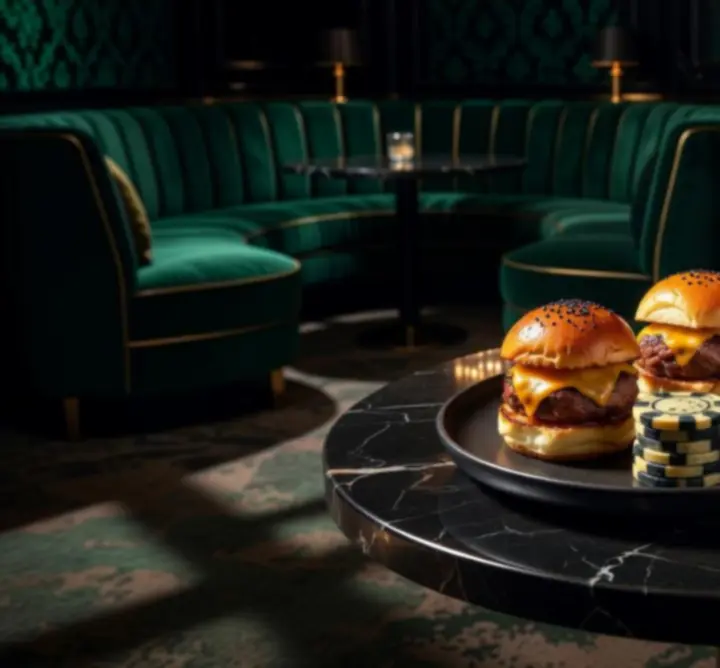 Casino-inspired late-night dish at Aus Nights, styled for poker evenings
