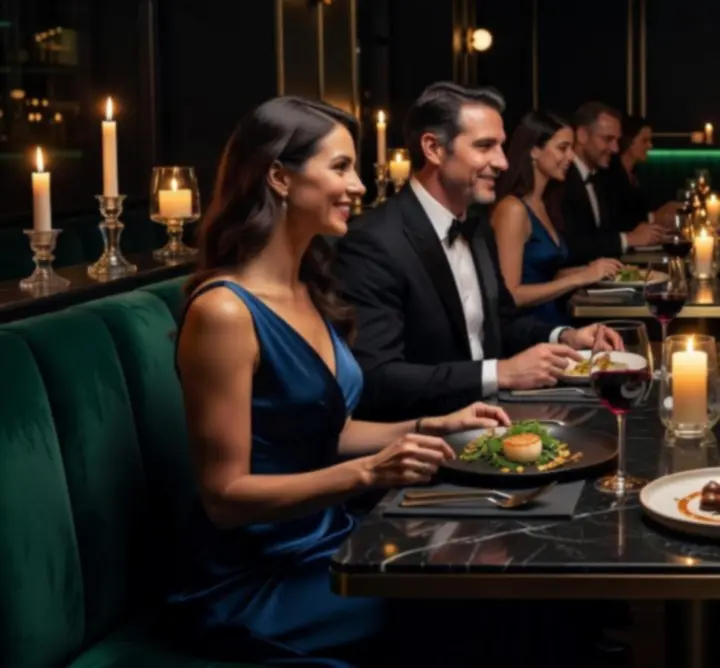 Guests enjoying an intimate fine dining evening at Aus Nights